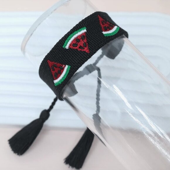 Embroidered Watermelon Bracelet Handmade Woven - Picture 3 of 6